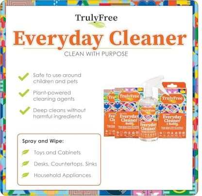 Truly Free Everyday Cleaner - Multipurpose Cleaner Spray, Kitchen Counter Cleaner, Natural Cleaning Products, Multi-Surface Household Solution - Pack of 3 - size: 4.5 Fl Oz (Pack of 2)
