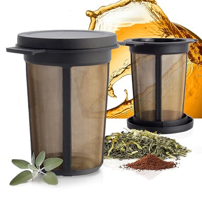 Finum Reusable Stainless Steel Coffee and Tea Infusing Mesh Brewing Basket, Large, Black - color: Black, size: Large, style: Brewing Basket