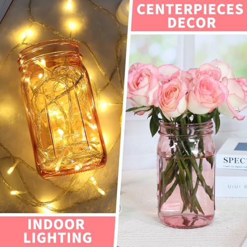 CARBLIN 4 Pack Mason Jars 32 oz, Wide Mouth Canning Jars with Airtight Lids, Glass Pint Jars with Bands Labels Brush, Large Storage Quart Jars for Jam Fermenting Preserving - Pink - color: Pink