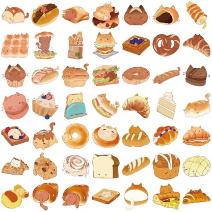 50PCS Kawaii Stickers Animal Food Word Cute Vinyl Sticker Decals Waterproof Aesthetic for Wall Laptop Bike Car Bumper Helmet Water Bottle for Kids Girls Aesthetic Stickers (Colourful-3) - color: Colourful-3