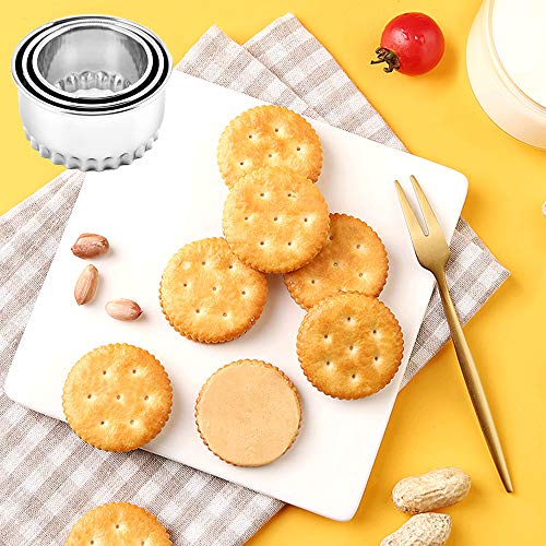 Cookie Cutters - Biscuit Cutters/Stainless Steel Dumpling Cutters/Cake Pastry Cutters/Cake Cookie Scone Cutters Molds stamps for Cooking Baking (3Pcs, Flower Edge)