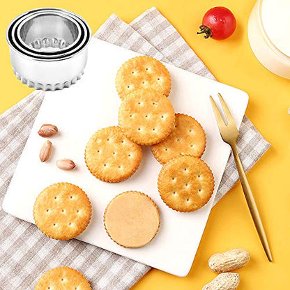 Cookie Cutters - Biscuit Cutters/Stainless Steel Dumpling Cutters/Cake Pastry Cutters/Cake Cookie Scone Cutters Molds stamps for Cooking Baking (3Pcs, Flower Edge)