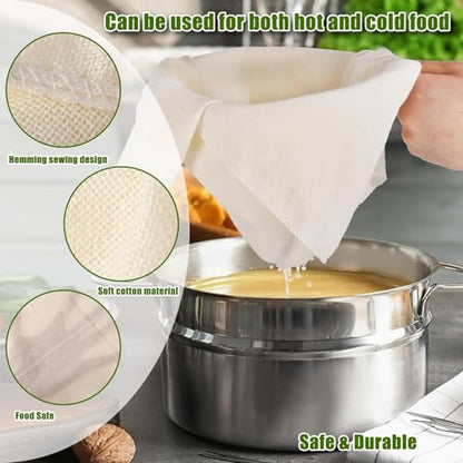 6 PCS Cheese Cloths for Straining, 20x20 Inch Grade 100 Reusable Cheese Cloth, Washable Unbleached Cotton Fine Mesh Cloth Strainer, Muslin Cheesecloth for Nut Milk, Yogurt, Broth with Hemmed Edge