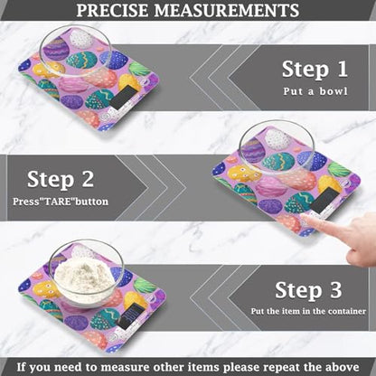 Food Scale Kitchen Scale for Baking Cooking Digital Food Weighing Measuring Scale Small Waterproof Electric Food Scale Colorful Cute Easter Eggs - color: Colorful Cute Easter Eggs
