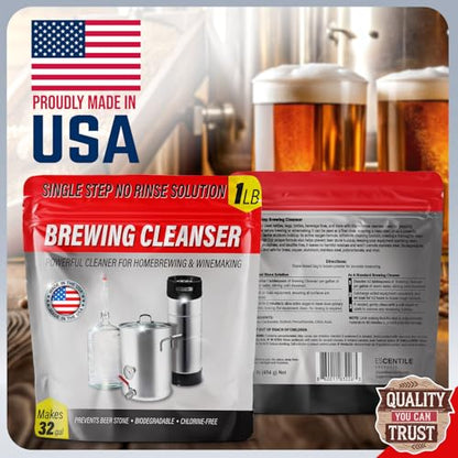 [1lb] Single Step No Rinse Brewing Cleanser - Made in USA, Powerful Powdered Brewery Wash For Cleaning & Prepping Homebrew Supplies - The Perfect Keg & Carboy Cleaner, Wine Bottle Cleaner, & More!