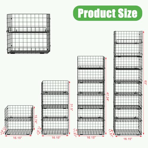 JKsmart 8-Tier Stackable Wire Basket, Can Organizer for Pantry Kitchen, XXL Metal Storage Shelves with Dividers & Handles, Easy Assembly Space Saving Storage Bins for Snacks Fruits Veggies - size: 8 Tier-XXL