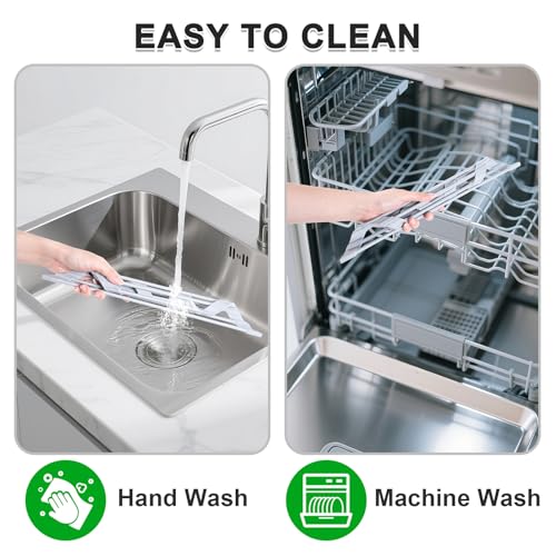HANZENMA Triangular Sink Rack, Multi-Functional Rack Above the countertop, Foldable Sink Drying mat, Heat-Resistant, Non-Slip, and Rust-Proof Dish Rack (Gray) - color: Gray, size: Triangle: 15.8" x 9"