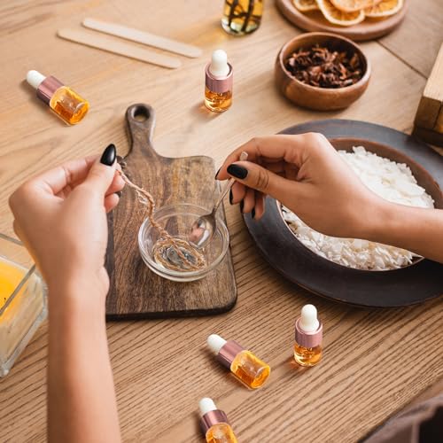 Didaey 100 Pcs 1/2/3/5/10/15 ml Mini Glass Oil Dropper Bottle Bulk, Clear Essential Small Empty Bottles Sample Containers Perfume Liquid Vials with Cap for Traveling (2 ml,Rose Gold) - color: Rose Gold, size: 2 ml