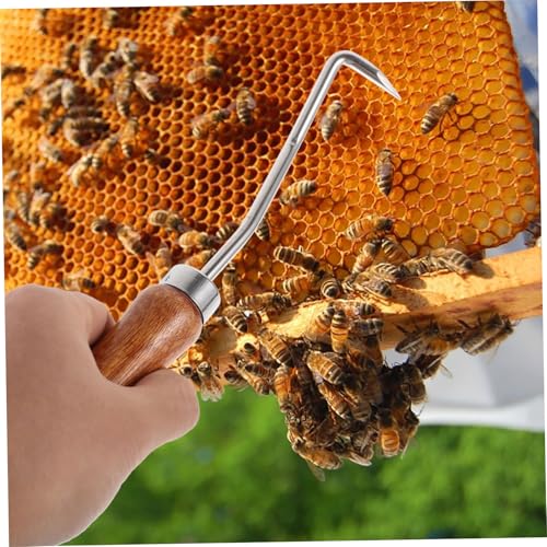 Toyvian Beehive Cleaning Hook Set 2PCS Wooden Handle Beekeeping Tools for Beeswax Removal Hive Maintenance Tool for Beekeepers