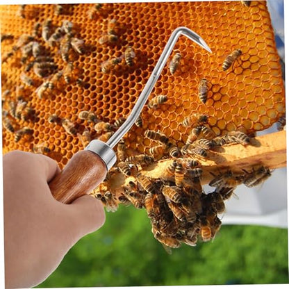 Toyvian Beehive Cleaning Hook Set 2PCS Wooden Handle Beekeeping Tools for Beeswax Removal Hive Maintenance Tool for Beekeepers