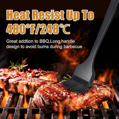 Silicone Basting Brush for Cooking 2 Pcs Pastry Brush for Grilling,Oil,BBQ,Meat,Sauce,Baking (Black) - color: Black