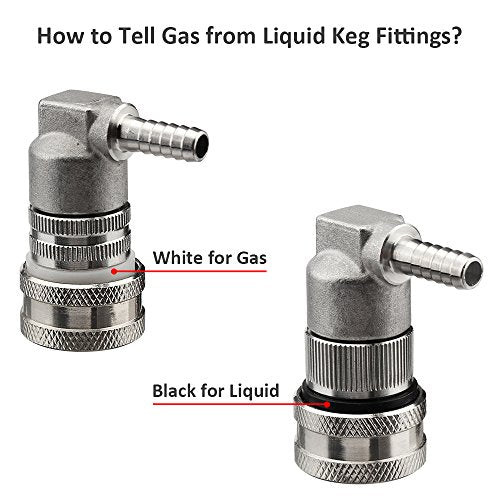 OneBom Ball Lock Disconnect, Gas & Liquid Corny Keg Fittings, MFL 1/4’’ Threaded with 5/16’’ Stainless Steel Barbed & Hose Clamp (1/4'' Hose Barb) - color: 1/4'' Hose Barb
