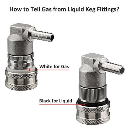 OneBom Ball Lock Disconnect, Gas & Liquid Corny Keg Fittings, MFL 1/4’’ Threaded with 5/16’’ Stainless Steel Barbed & Hose Clamp (1/4'' Hose Barb) - color: 1/4'' Hose Barb