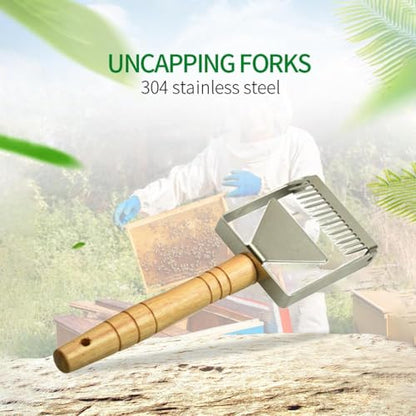 TopHomer Beekeeping Uncapping Fork Stainless Steel Honeycomb Honey Fork Knife 2 in 1 Beekeeping Tool Easy to Use
