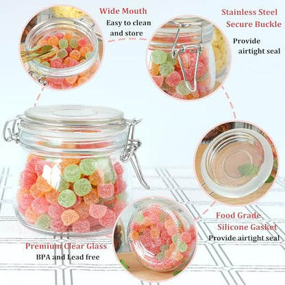 Glass Jar With Airtight Lid 16 Oz (Set Of 2) Wide Mouth Airtight Food Storage Containers Leakproof Canister For Coffee,Sugar,Chocolate Chips,Canning,Candy,Cereal,Spice,Pickle,Cookies,Dried Fruits - size: 16 OZ 2 Pack
