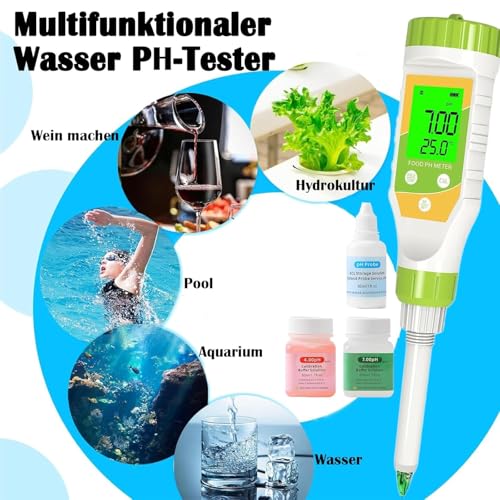 Digital pH Meter for Food Hot Sauce Canned foodpH Tester 0.01 Resolution High Accuracy Food pH Testerwith Backlit LCD Display and ATC for MEA