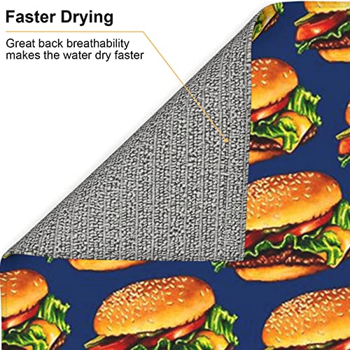 Cheeseburger Dish Drying Mat Quick Dry Fabric For Kitchen Counter (16”X18”)