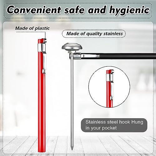 Xuhal 6 Pcs Stainless Steel Kitchen Thermometer with 5 Inch Long Stem 1 Inch Dial Thermometer Milk Frothing Food for Oven Probe Meat Grill BBQ Cooking Chocolate Water(Black, Red) - color: Black, Red