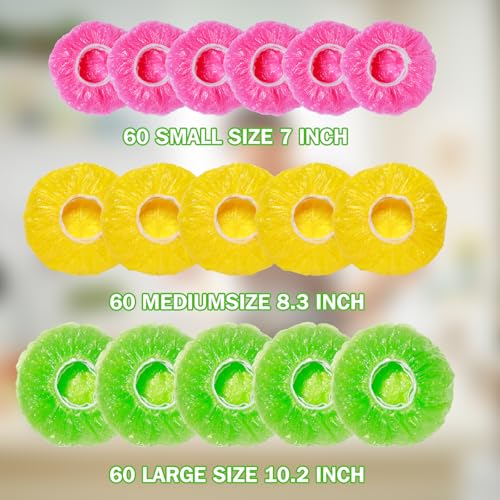 Mwellewm Bowl Covers Reusable Elastic Plastic Wrap for Food Storage Fresh Keeping Stretch Bags Bowl Covers for Bread Proofing Alternative to Foil for Family Outdoor Picnic Sourdough Baking(180)