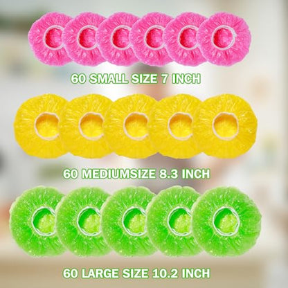 Mwellewm Bowl Covers Reusable Elastic Plastic Wrap for Food Storage Fresh Keeping Stretch Bags Bowl Covers for Bread Proofing Alternative to Foil for Family Outdoor Picnic Sourdough Baking(180)
