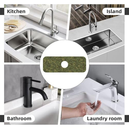 Camouflage Green Camo Faucet Mat For Kitchen Sink, Absorbent Countertop Protector, Quick Dry Sink Splash Guard Pad, Waterproof Draining Mat 15" X 5.5" - color: Style 4