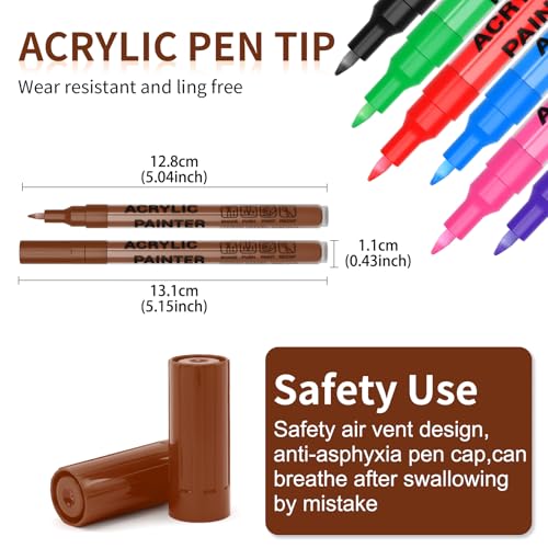 Acrylic Paint Pens Waterproof Markers 2 Brown Permanent Marker Pens Acrylic Pens for Rock Painting Glass Stone Ceramic Metal Fabric Pebble Painting pens Craft Supplies - color: Brown