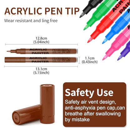 Acrylic Paint Pens Waterproof Markers 2 Brown Permanent Marker Pens Acrylic Pens for Rock Painting Glass Stone Ceramic Metal Fabric Pebble Painting pens Craft Supplies - color: Brown
