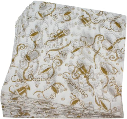 MADE IN USA 1,000 Sheets of Grease-Resistant Food Grade Waxed Kraft Deli Tissue Paper, 12" X 12" (Café Latte Print) - color: Café Latte Print