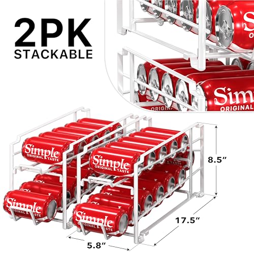 Simple Houseware Stackable Beverage Soda Can Dispenser Organizer Rack, White - 2 Pack - color: White, size: Standard