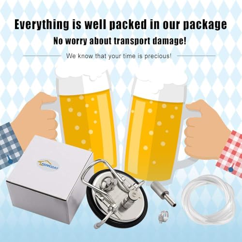 FERRODAY Carbonation Keg Lid for Corny Keg Lid Carbonation Stone Beer Force Carbonation Keg Lid Diffusion Stone Carbonating Keg Lid Carbonator Stainless Steel 304 Keg Lid for Cornelius Keg - 20" Tube