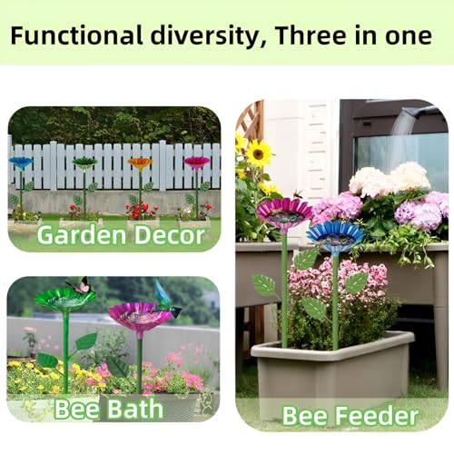 4 Pack Bee Watering Station Butterfly Water Feeder Cup with Flower Design Bee Bath Bowl Bird Bee Watering Cups for Outdoor Yard Garden Decor