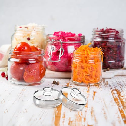 Jucoan 9 Pack Glass Fermentation Weights with Easy Grip Handle, Heavy Glass Fermenting Weights for Wide Mouth Mason Jars, Fermenting Lid Kit Pickling Weights for Kimchi, Sauerkraut, Dishwasher Safe - size: 9 Pack