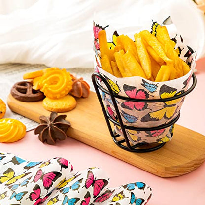 100 Pcs Butterfly Wax Paper Sheets, Waterproof Oil-proof Deli Paper Sandwich Wrap, 8.6 x 9.8 Inches, Perfect for Food Preservation, Picnic, Candy Wrap - color: Butterfly