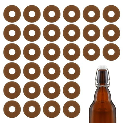 30Pcs Dopamine color Silicone Gaskets Washers Seals for Cap Swing Flip Top Bottle for Home Brew Beer Soda Bottle Sealing(flat,no cover) (Walnut Brown) - color: Walnut Brown
