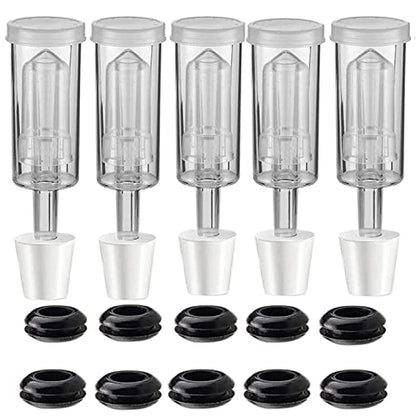 5Pack 3-Piece Airlock with #6 Stoppers and Grommets,Airlocks Fermenting for Brewing Wine Beer Kombucha FDA Transparent - style: 5 airlocks+5 stoppers+5 grommets
