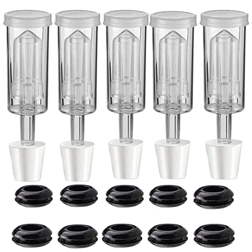 5Pack 3-Piece Airlock with #6 Stoppers and Grommets,Airlocks Fermenting for Brewing Wine Beer Kombucha FDA Transparent - style: 5 airlocks+5 stoppers+5 grommets