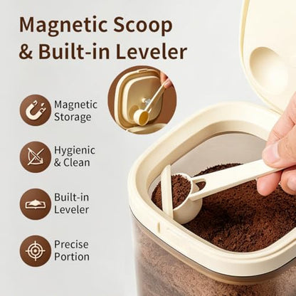 Airtight Food Storage Container with Magnetic Scoop & Built-in Leveler, 1200ML Coffee Storage Container with Date Tracker, BPA Free UV Blocking Food Container for Coffee Beans, Ground Coffee, Tea - color: 1200ml