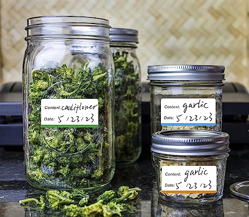 300pcs Removable Freezer Labels, 1 x 2 Inch Food Labels to Write on Food Storage Stickers Date Label, Waterproof Oil Resistant Canning Labels Jar Labels Freezer Paper Label, Clean Leaves No Residue - color: Multicolor, 1'' X 2''