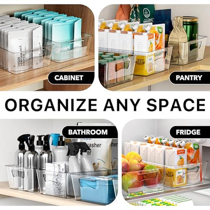 Simple Houseware 4 Pcs Kitchen Clear Bin Storage Organizer, 15" x 8" x 3.75" - size: 4 Pack - 15 x 8 x 3.75