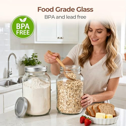 ComSaf 128 oz Wide Mouth Mason Jars 2 Pack, 1 Gallon Glass Jars with Lids | BPA-Free Materials, Large Size, Canning Pickling Sauce, Meal Prep Salad, Sourdough, Flour And Sugar For Baking, Food Storage - size: 1Gallon wide mouth 2PCS