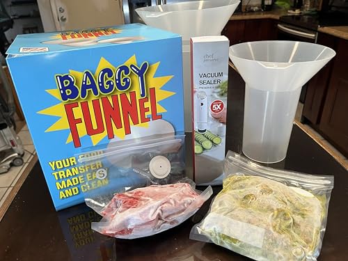 Best Food Transfer Tool for Easy Bagging and Storage, Quart and Gallon Size (White)
