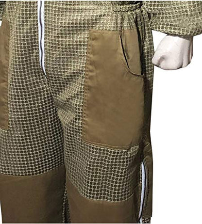 Brutul Bee 3 Layer Beekeeping Ultralight Ventilated Suit with Fencing Veil - color: Khaki, size: Small