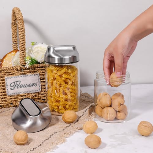 Aelga Glass Storage Jars with Lids - 44oz Sugar Coffee Canister Clear Airtight Food Containers for Coffee Beans, Pasta, Nuts, Cereal & More - size: 44 OZ