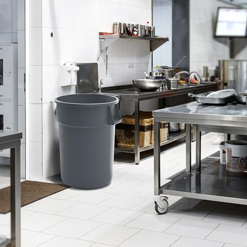 PRO&Family Commercial Round Trash Can, Ingredient Bin, Heavy-Duty Plastic, Anti-Static, Kitchen, Office, Outdoor Use (Gray, 44 Gallon) - color: Gray, size: 44 Gallon