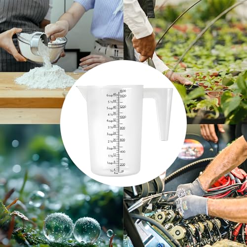 Liquid Measuring Cup with Handle, 48 oz / 6 Cup / 1500 ml Plastic Measuring Pitcher, Permanent Laser-Etched Markings, Large Measuring Cup for Kitchen Baking, Cooking & Garden Mixing - size: 48 OZ (6 Cup/1500ml）
