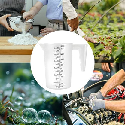 Liquid Measuring Cup with Handle, 48 oz / 6 Cup / 1500 ml Plastic Measuring Pitcher, Permanent Laser-Etched Markings, Large Measuring Cup for Kitchen Baking, Cooking & Garden Mixing - size: 48 OZ (6 Cup/1500ml）