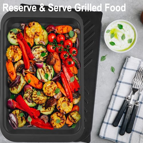 Czlizdyt Deep Grilling Prep and Serve Trays with lid, BBQ Tray for Marinating Raw and Cooked Food, Diswasher Safe Nesting Trays Black in Red - style: Deep Prep Trays with Lid