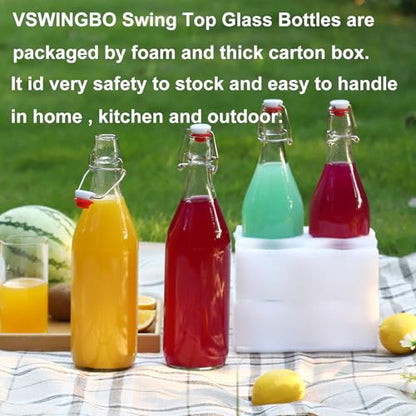 6 Pack swing top glass bottles 32 oz,flip top glass bottles 32 oz with airtight lids for Home Brewing,2nd Fermentation,Kombucha,Kefir,Vanilla Extract,Juice,Tea,Beverages,Soda,Oils,Vinegar,Limoncello
