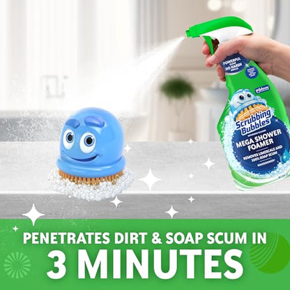 Scrubbing Bubbles Mega Bathroom and Shower Cleaner Spray, Foaming Action Removes Limescale and Soap Scum, Rainshower Scent, 32oz - size: 32 Fl Oz (Pack of 1)