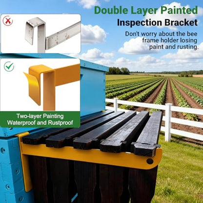 Bee Hive Stand, 2 Pcs Bee Frame Holder, Yellow Stainless Steel Beehive Frame Perch, Beehive Inspection Bracket, Beekeeping Supplies for Honey Harvesting & Inspection, Bee Hives Boxes Starter Kit - color: YellowA-2pcs